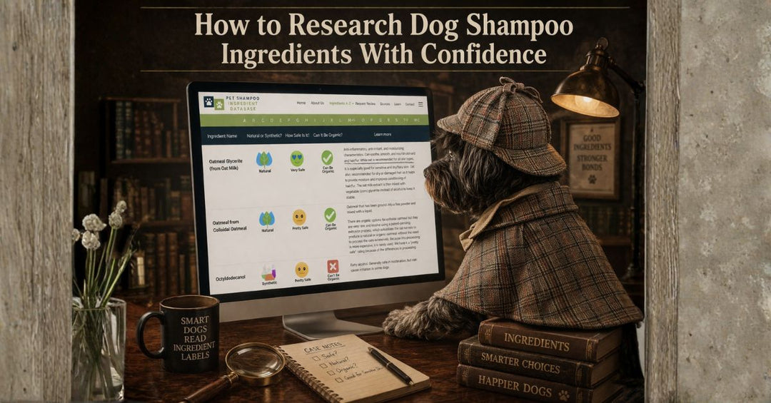 learn how to research dog shampoo ingredients