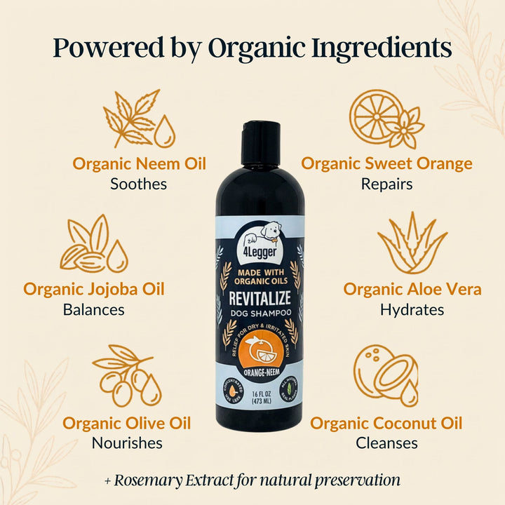 4-Legger REVITALIZE powered by organic neem oil sweet orange neem jojoba olive coconut and aloe vera