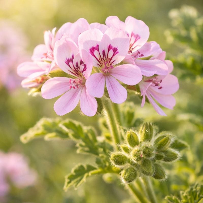 Organic rose geranium essential oil — calming humectant in 4-Legger BALANCE dog deodorizing spray